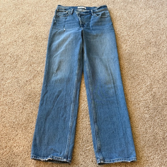 Abercrombie & Fitch The ‘90s Straight Ultra High Rise Jeans Criss Cross Waist - Picture 2 of 4